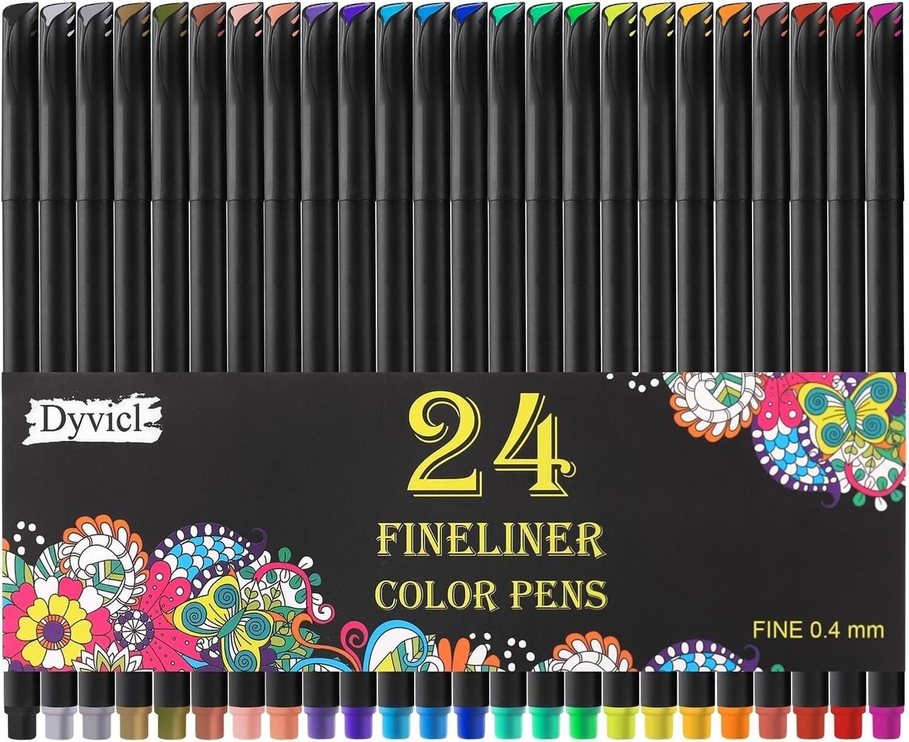 24 Colors 0.4mm Fineliner Color Pen Set Fine Point Markers Drawing Pens